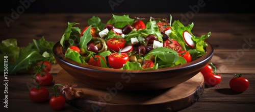 Fresh and Colorful Vegetable Salad Bowl with Cherry Tomatoes, Cucumbers, Bell Peppers, and Lettuce