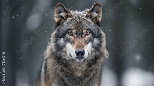 Majestic Grey Wolf Portrait with Ample Copy Space, Crafted by Generative AI © Naseem