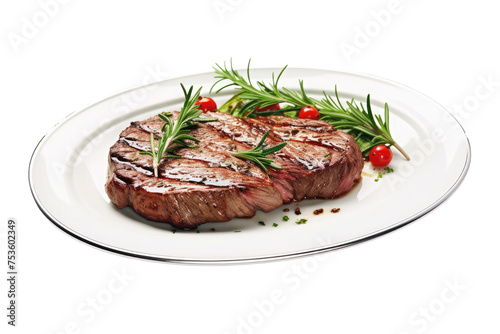 steak on table isolated on white