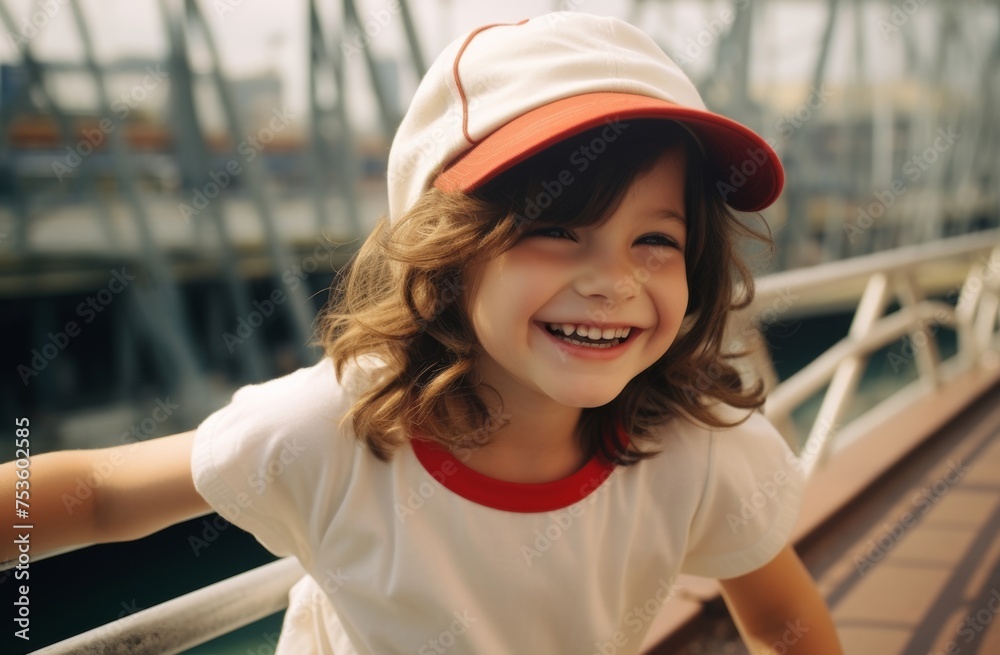 Youthful spirit with a portrait of a young girl sporting a vibrant red baseball cap, captured against the backdrop of an outdoor field, exuding energy and vitality Youthful spirit with a portrait of a young girl sporting a vibrant red baseball cap, captured against the backdrop of an outdoor field, exuding energy and vitality
