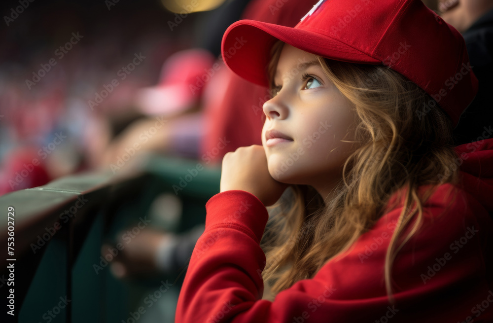 Youthful spirit with a portrait of a young girl sporting a vibrant red baseball cap, captured against the backdrop of an outdoor field, exuding energy and vitality Youthful spirit with a portrait of a young girl sporting a vibrant red baseball cap, captured against the backdrop of an outdoor field, exuding energy and vitality