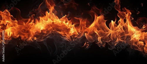Intense Fire Flames Dance Dramatically Against a Deep Black Background