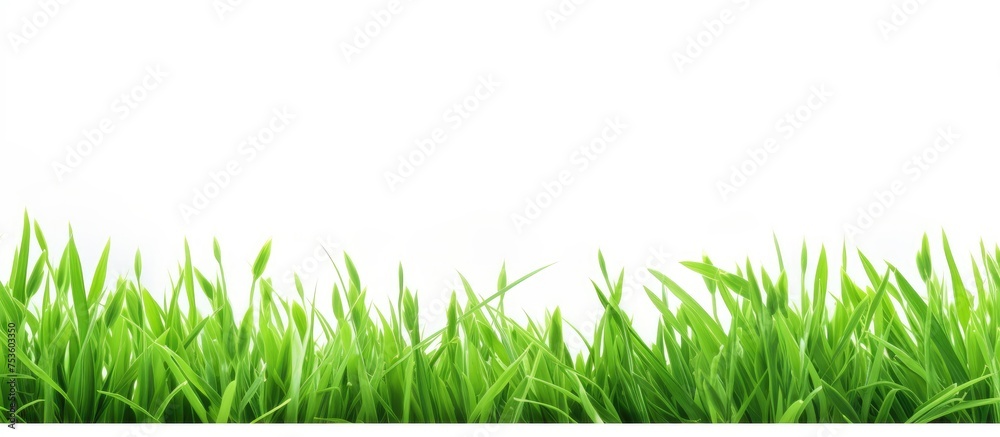 Obraz premium Lush Green Grass Field Under the Sun with Space for Text or Copy, Nature Background