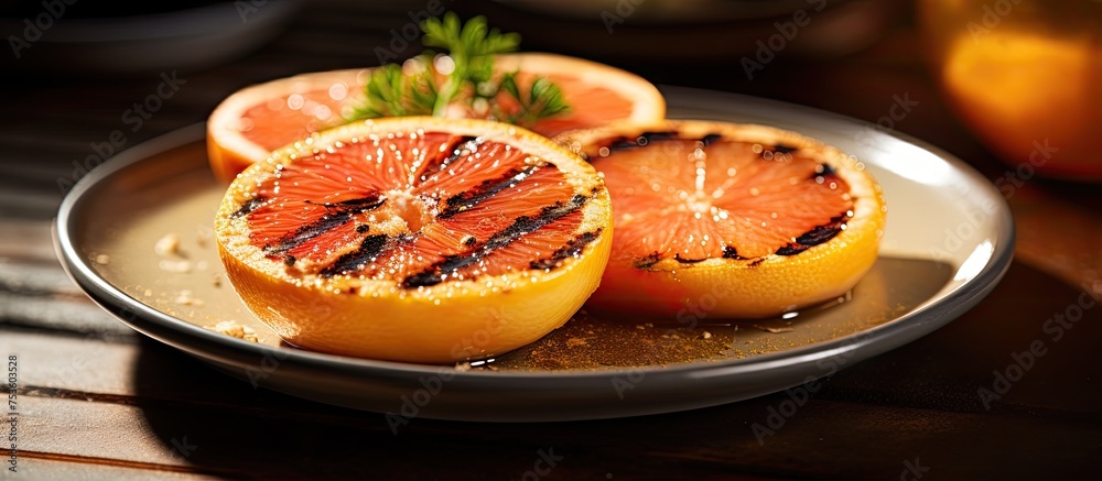 Fresh Grape and Orange Fruits Arranged on a Wooden Table in Natural Sunlight Fresh Grape and Orange Fruits Arranged on a Wooden Table in Natural Sunlight