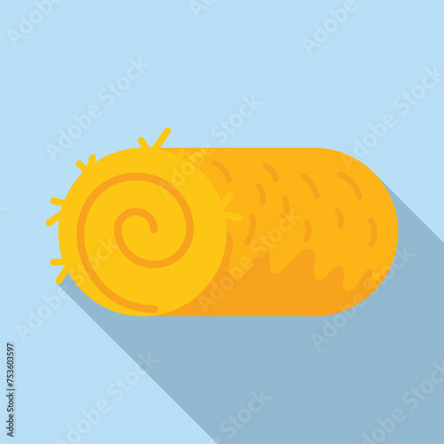 Bale hay roll icon flat vector. Field food straw. Dried farm grass harvest