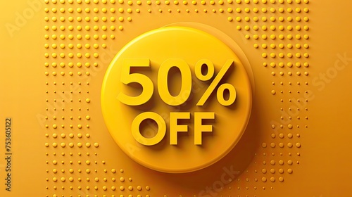 Bold Yellow 50% Off Discount Badge Design photo