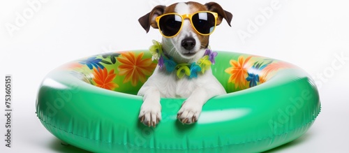 Cool canine in shades and a green collar posing with swag © Ilgun