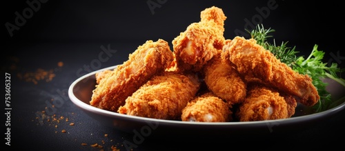 Delicious Bowl of Crispy Fried Chicken Nuggets Served with Tasty Parsley Garnish