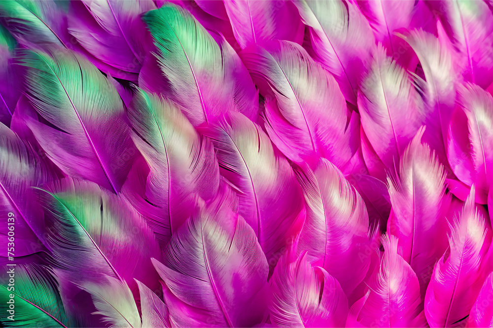 Background of colorful swan feathers close up.