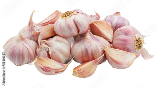 Fragrant garlic cloves isolated on white background