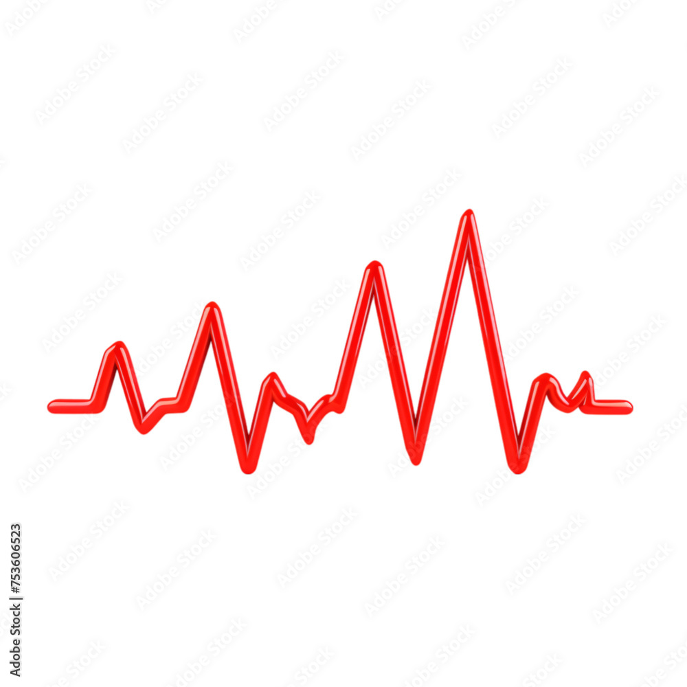 Heart Rate Graph Representing Exercise and Cardio Health Isolated on Transparent Background