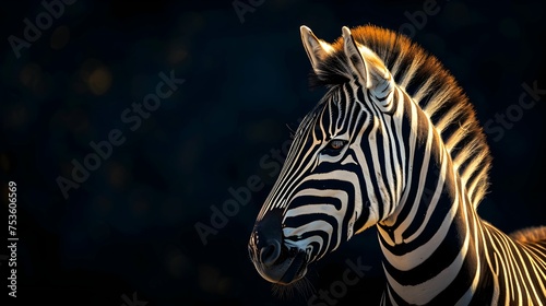 a cinematic and Dramatic portrait image for zebra
