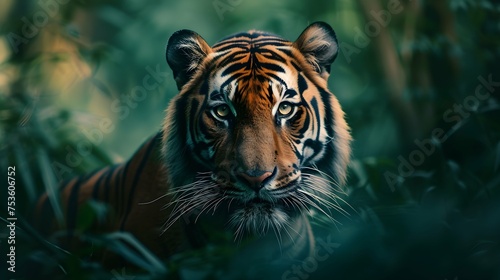 a cinematic and Dramatic portrait image for tiger