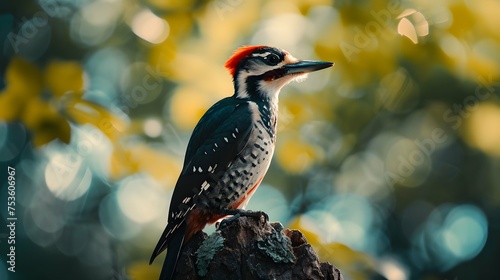 a cinematic and Dramatic portrait image for Woodpecker
