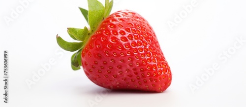 Vibrant Strawberry with Fresh Green Leaf: Ripe, Juicy, Organic Fruit for Healthy Eating