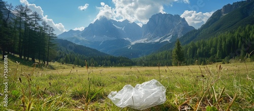Discarded plastic wrap in South Tyrol's meadow