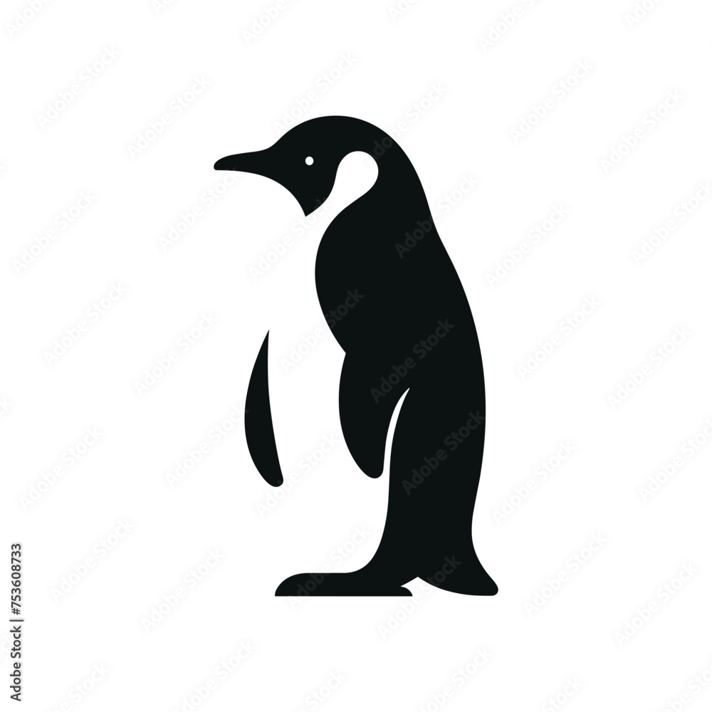 Fototapeta premium Arctic Wildlife Icon: Side Profile Penguin Illustration