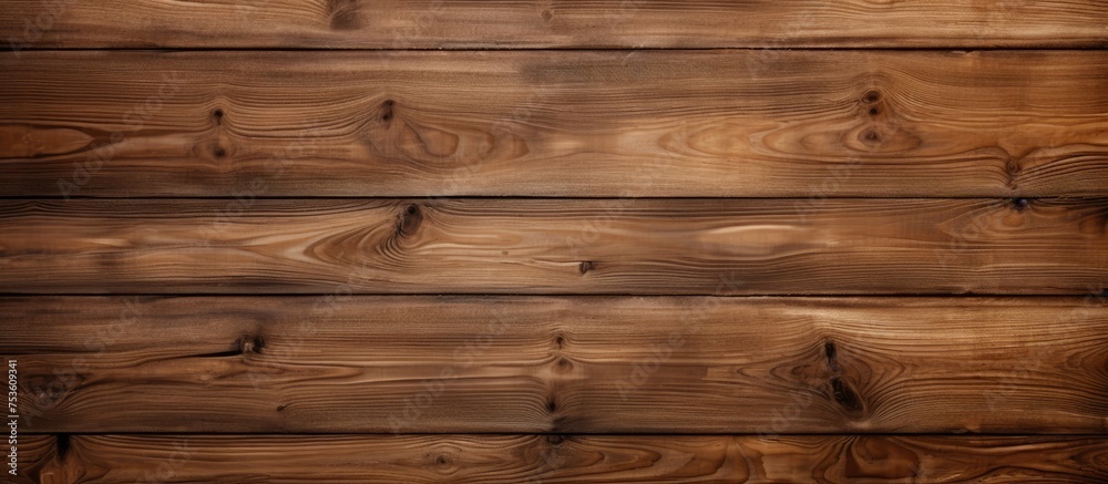 Brown wood texture with long walnut planks background