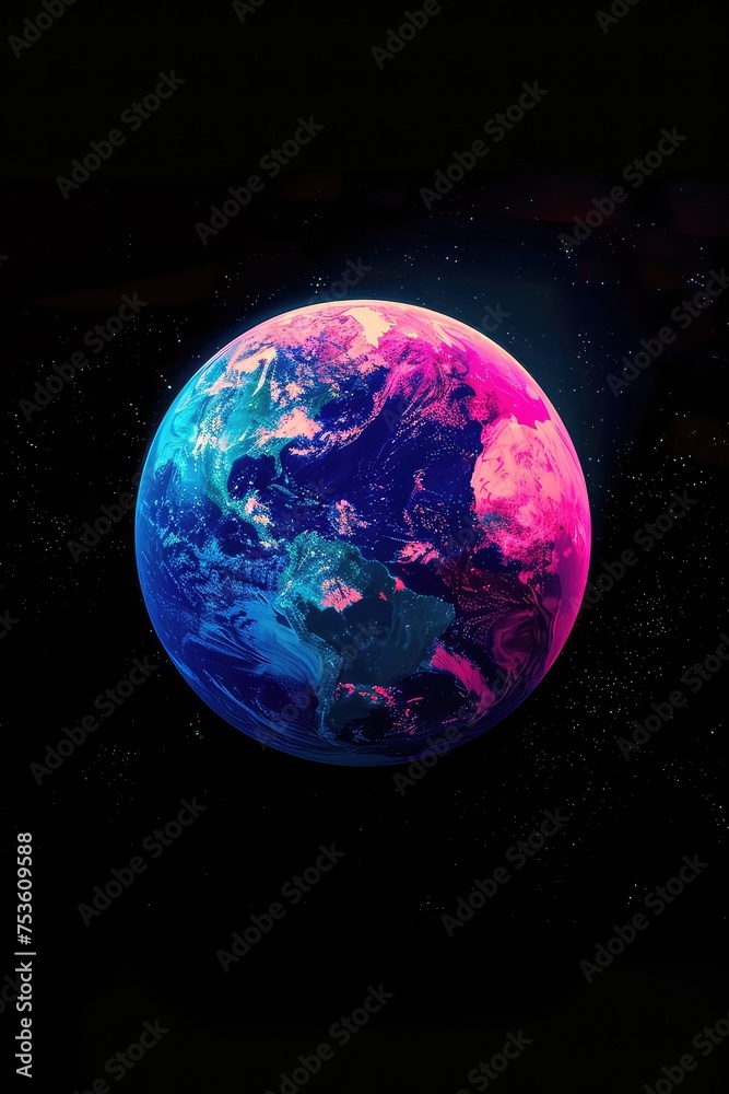 Obraz premium Vibrant Illustration of Planet Earth's Rich Palette, Generative AI