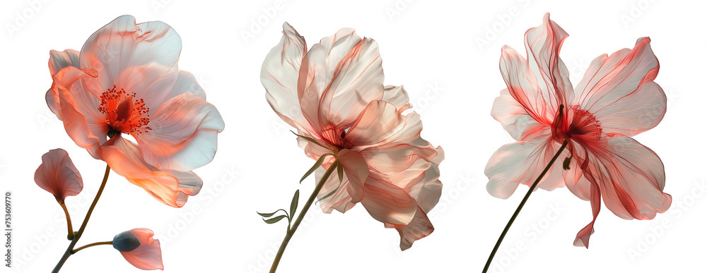 png flowers tulip or hibiscus from fabric in pink pastel coloron in style minimalism voluminous forms, elegantly
