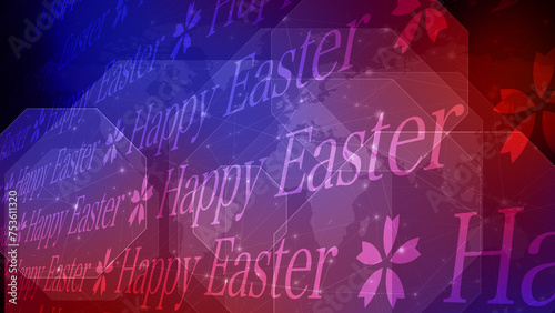 Easter text and world map happy easter greeting card with symbolic world map backdrop