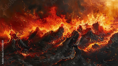 Molten lava fiery and relentless