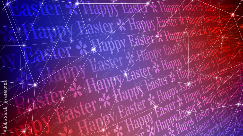 Happy easter text with connected lines on modern easter background for special holiday card design