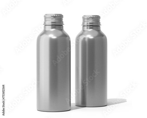 Aluminum Metal bottle Packaging Isolated On Transparent Background, Prepared For Mockup, 3D Render.