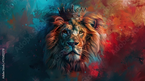 Abstract Lion  Colorful Artistic Interpretation of a Majestic Beast  Conjured by Generative AI
