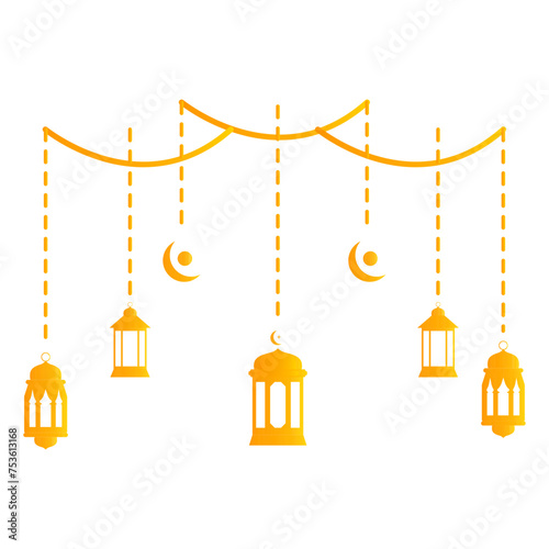 Ramadan Kareem Lantern Hanging Decoration. Vector Illustration