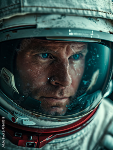 Astronaut's Mars Helmet Extreme Close-up Portrait Featuring Spaceman's Headgear, Generated by AI Technology created with Generative AI technology © Fernando Cortés