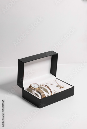 Beautiful and luxury jewelry Set with box on white background. suitable for valentines gifts, and for elegant ladies