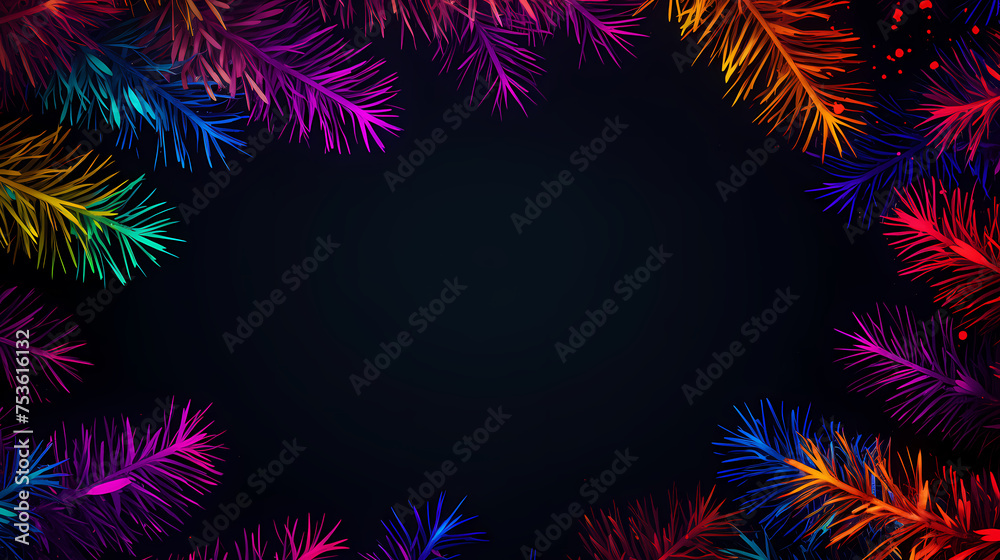 Neon frame with tropical palm leaves Neon frame with tropical palm leaves