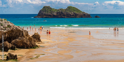 Coastline and Cliffs, Urban Beach of Celorio, Las Cámaras Beach, Palombina Beach, Protrected Landscape of the Oriental Coast of Asturias, Celorio, Llanes, Asturias, Spain, Europe photo