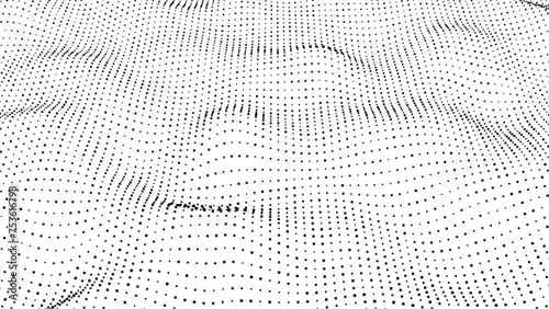 Abstract digital black particle dots wave background. White abstract background and black dot animation. photo
