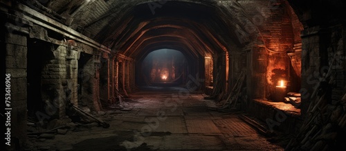 Mysterious underground passage in castle hall