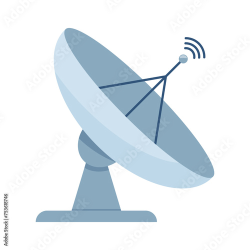 Satellite dish to receive signals for television, radio, internet. Vector illustration isolated on white background.