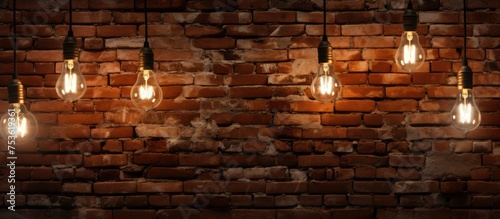 Brick wall with damaged light bulbs