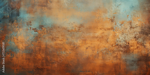 Teal an orange copper metal background or pattern