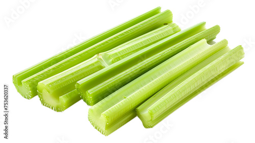 Crunchy celery sticks isolated on white background