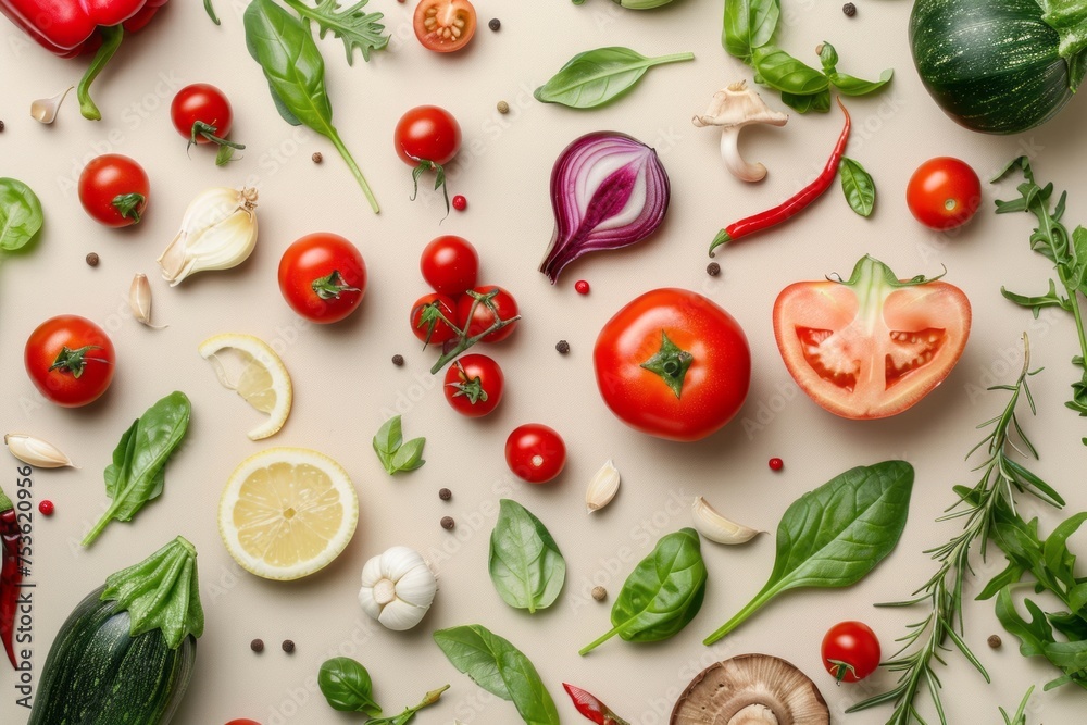 Background from fresh vegetables, top view. AI generative Background from fresh vegetables, top view. AI generative