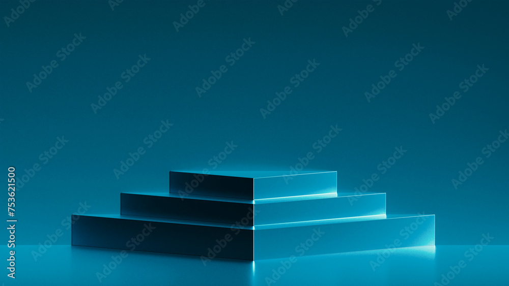 Empty podium or pedestal display on dark blue background with stand concept. Blank product shelf standing backdrop. 3d rendering illustration. Empty podium or pedestal display on dark blue background with stand concept. Blank product shelf standing backdrop. 3d rendering illustration.