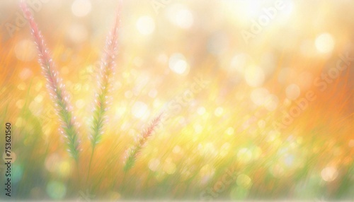 秋の太陽の光きらめく野原イメージの背景素材