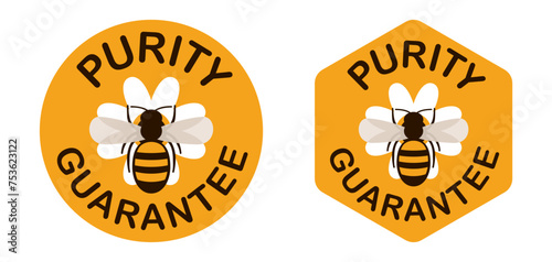 Purity guarantee stamp, natural honey photo