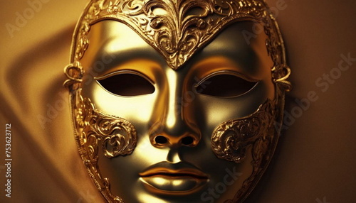 The golden carnival mask. The masquerade. Holiday. Gilded shiny expensive unusual mask. © Алексей Леганьков
