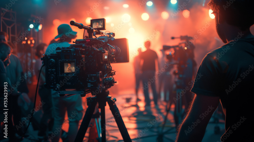 Fototapeta premium Lights, Camera, Action: Capturing the Filmmaking Process 