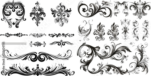 Vector set of calligraphic page decor
