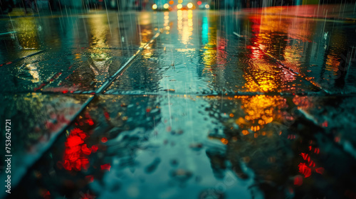 Urban Mirage: Capturing City Lights in Rain Reflections 