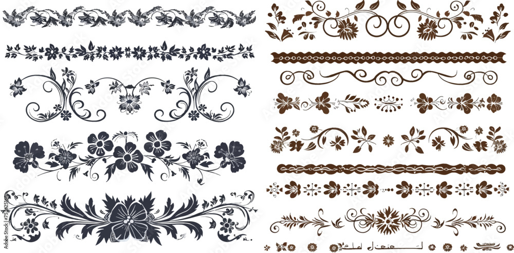Collection of floral dividers elements mega decoration for Islamic Calligraphy
