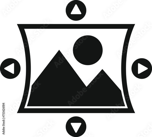 Panorama virtual tour icon simple vector. Education real walk. Degree revolve